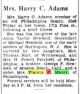 1939 - Obituary of Mrs H C Adams (mother of Margaret Newbold Smith) 