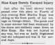 Martha Kapp escapes injury from collapsing roof - 1912